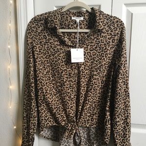 Animal Print Button Lounge Shirt Down Beach lounge